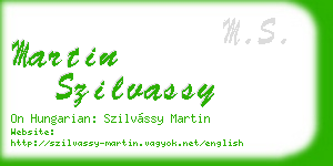 martin szilvassy business card